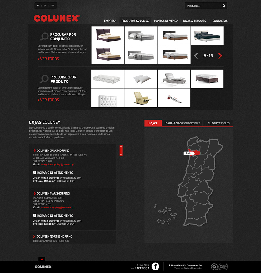 colunex menu location Colunex website