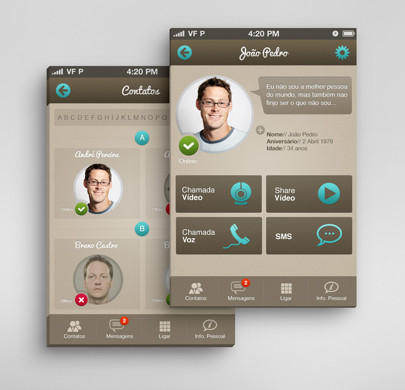 appcontact screens Messaging App